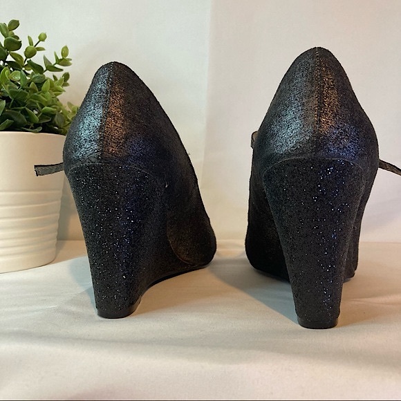 🖤Black Glitter Elegant Evening Wedge Heels (Round Toe) - "Trend Report " - Picture 8 of 15